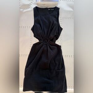 Zara Black Backless Dress with Ring Detail
